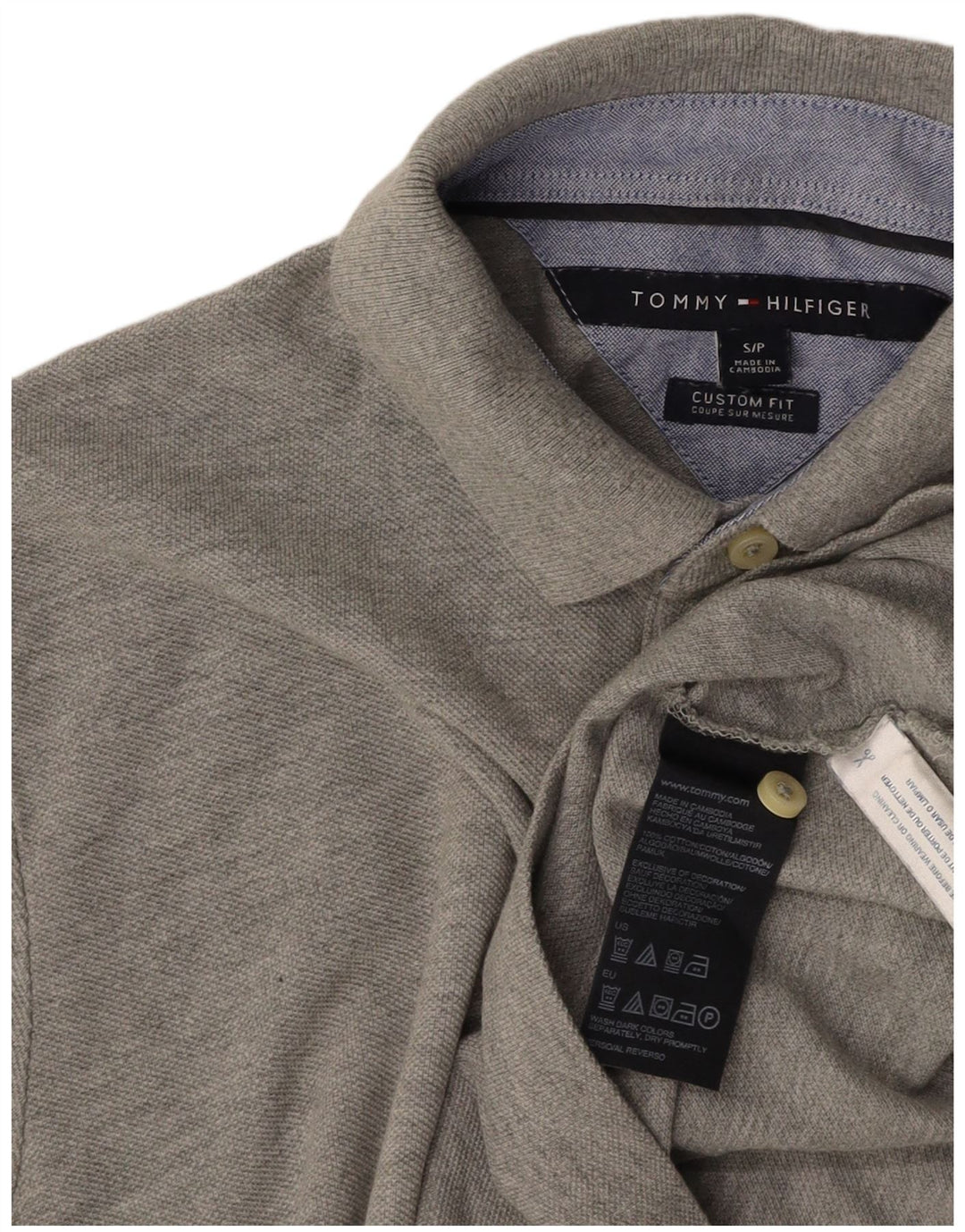 TOMMY HILFIGER Polo Coupe Personnalisée Homme Petit Gris Coton