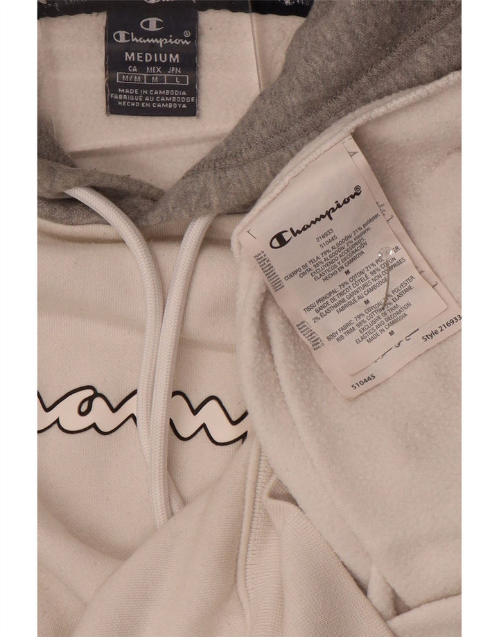 Champion Pull à Capuche Graphique Homme Blanc Moyen Coton Colorblock