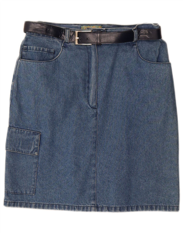vintage Femme Denim Cargo Jupe IT 42 Moyen W28 Coton Bleu