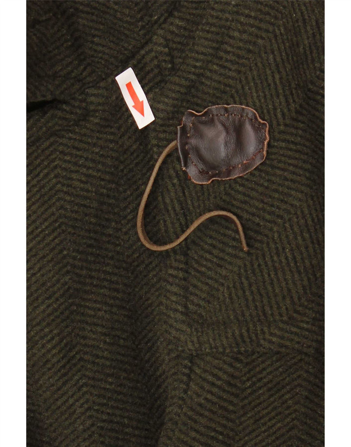 vintage Mens Hooded Duffle Coat UK 38 Laine Kaki Moyenne