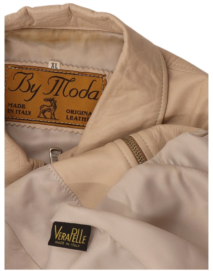 veste en cuir femme vintage UK 18 XL Cuir Beige