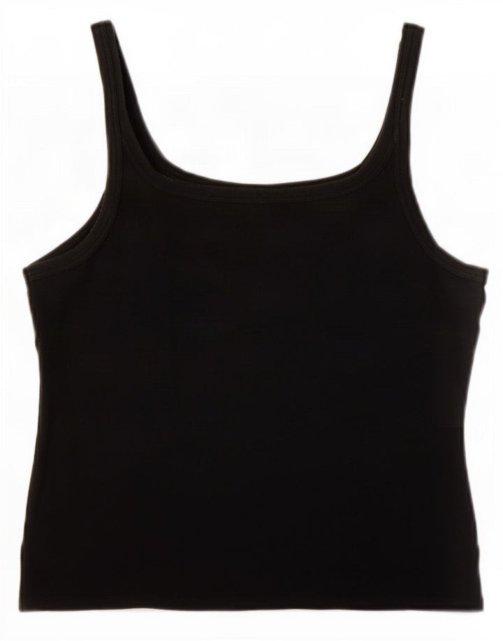 Byblos Womens Crop Cami Top UK 16 Large Noir Coton