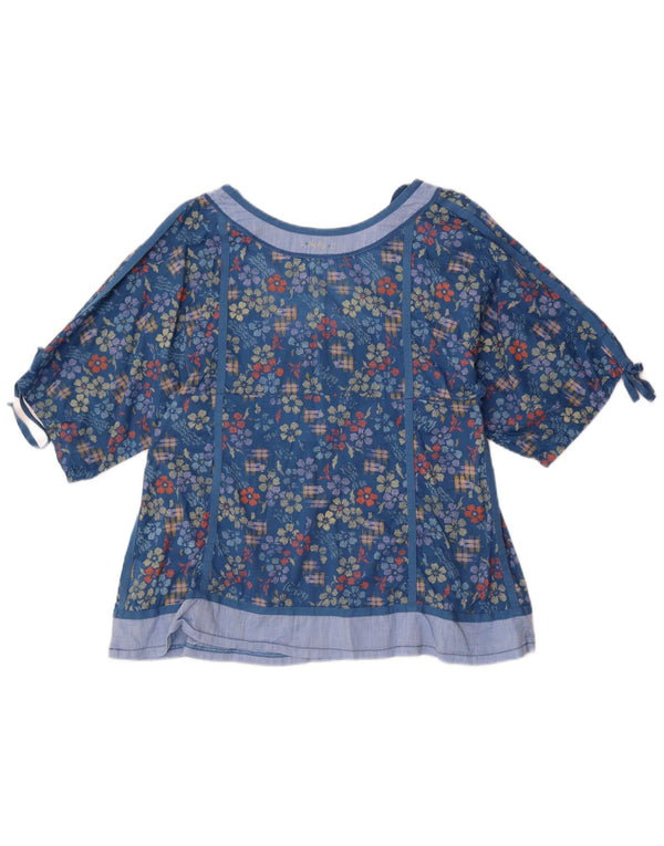 Replay Chemisier Femme UK 14 Large Bleu Floral Coton