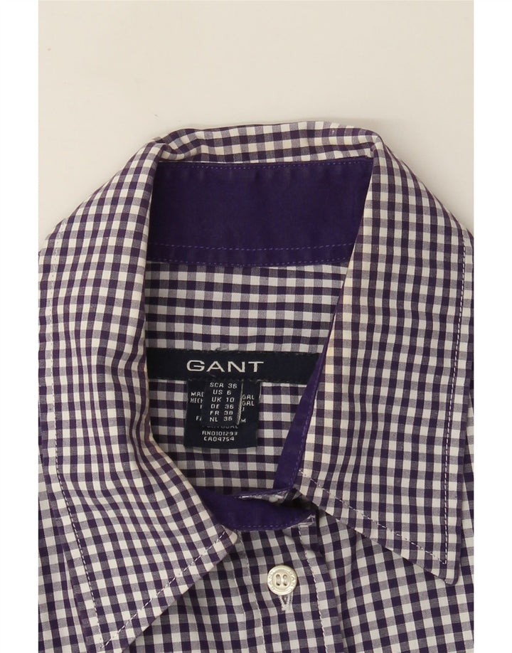Gant Chemise Femme UK 10 Petit Violet Vichy Coton