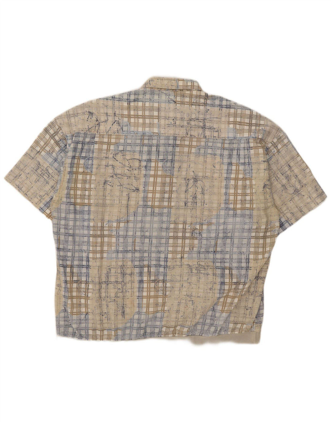 Concret Chemise pull à manches courtes pour homme 2XL Beige à carreaux