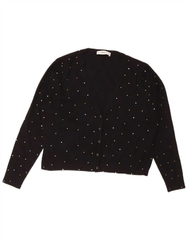 Zara Femme Boléro Jumper UK 12 Medium Noir Spotted Viscose