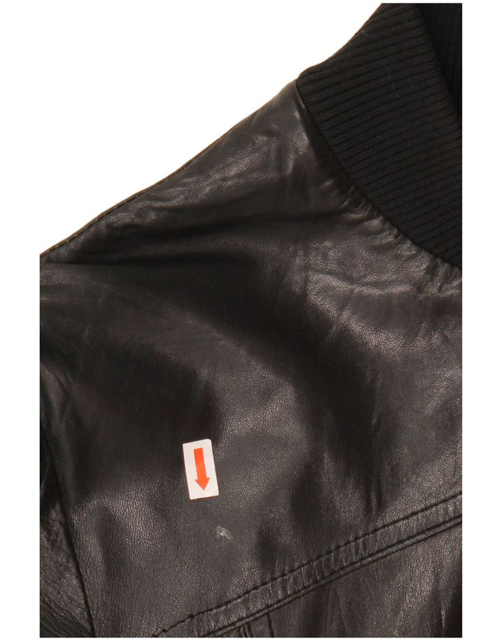 CINTI Veste en cuir bomber court pour femme IT 46 Grand cuir noir