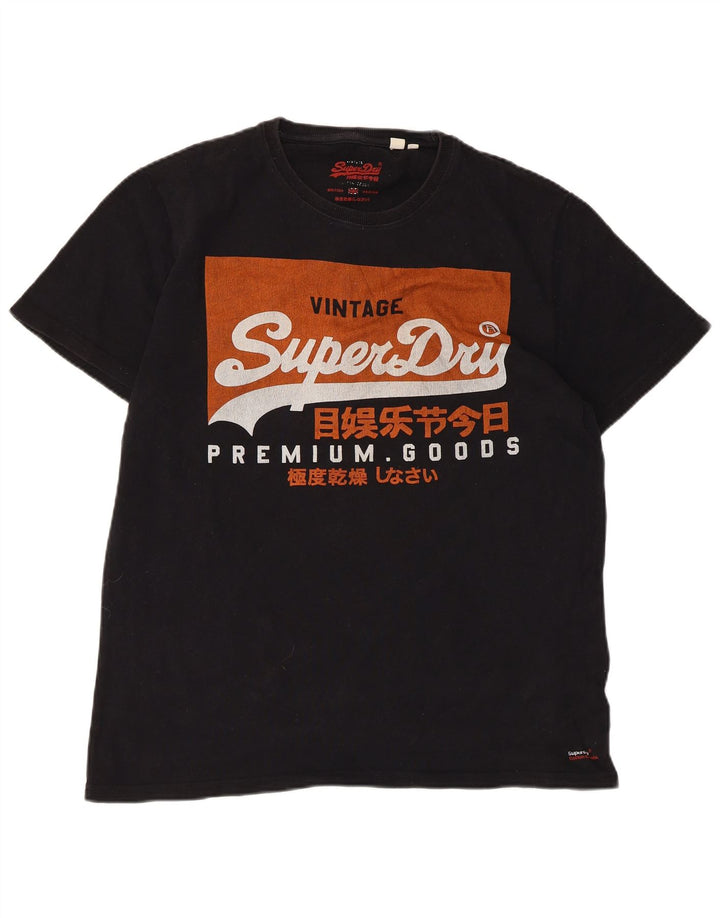 Superdry T-Shirt Graphique Top XL Noir Coton Homme