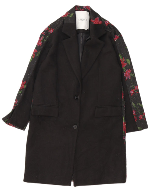 Gretha Milano Manteau surdimensionné pour femme IT 40 Petit polyester floral noir