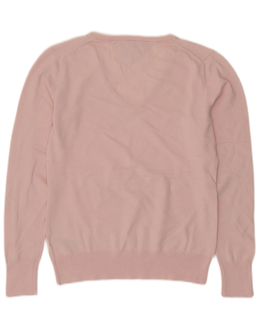 TOMMY HILFIGER Pull col en V pour femme UK 14 Grand coton rose