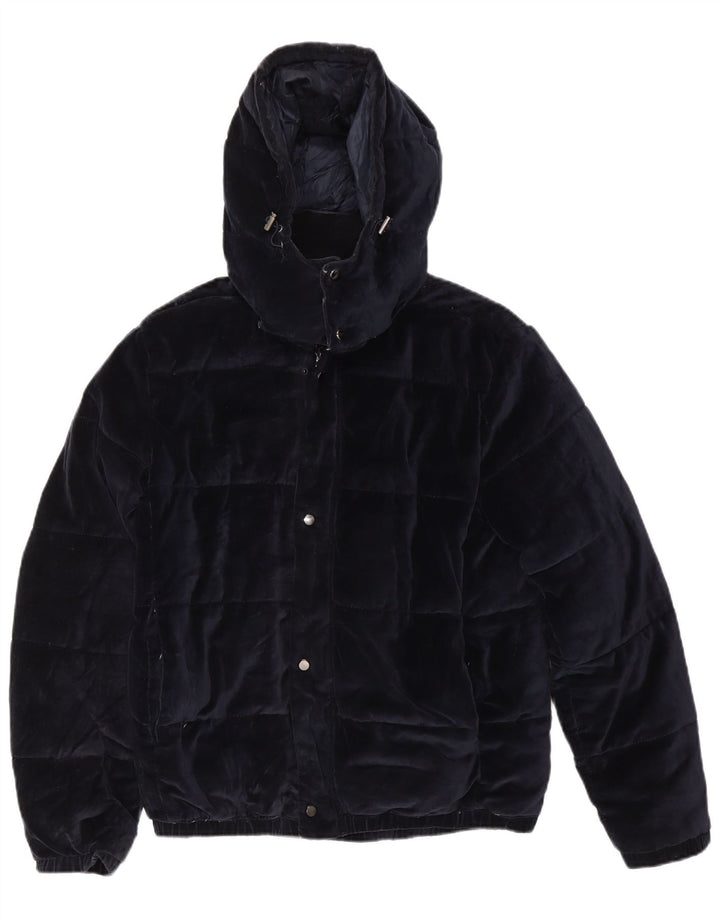 Zara Veste matelassée à capuche pour homme UK 40 Large Bleu Marine Polyester