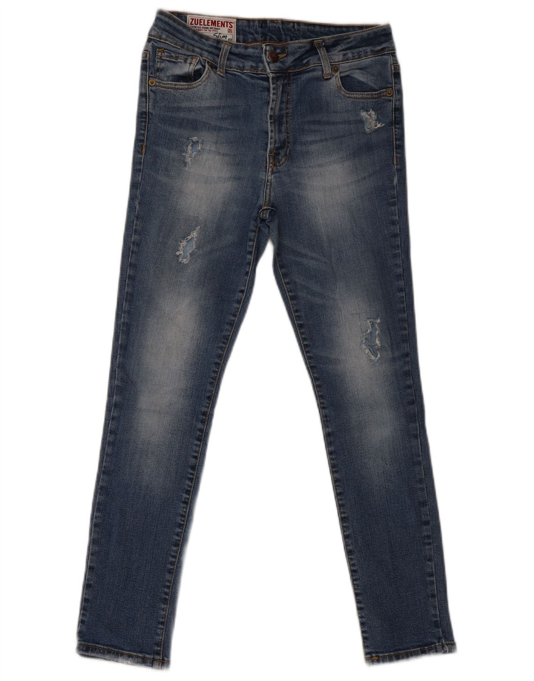 Zu Elements Jean super slim effet vieilli W30 L28 en coton bleu pour femme