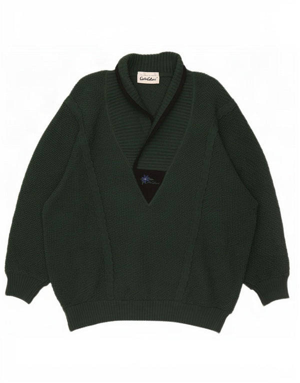 Carlo Colucci Pull ample à col châle pour homme IT 52 Large Vert