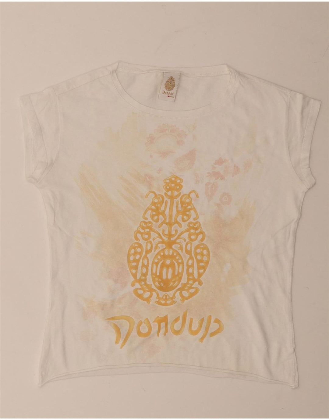 Dondup T-shirt court graphique pour femme UK 12 Blanc moyen