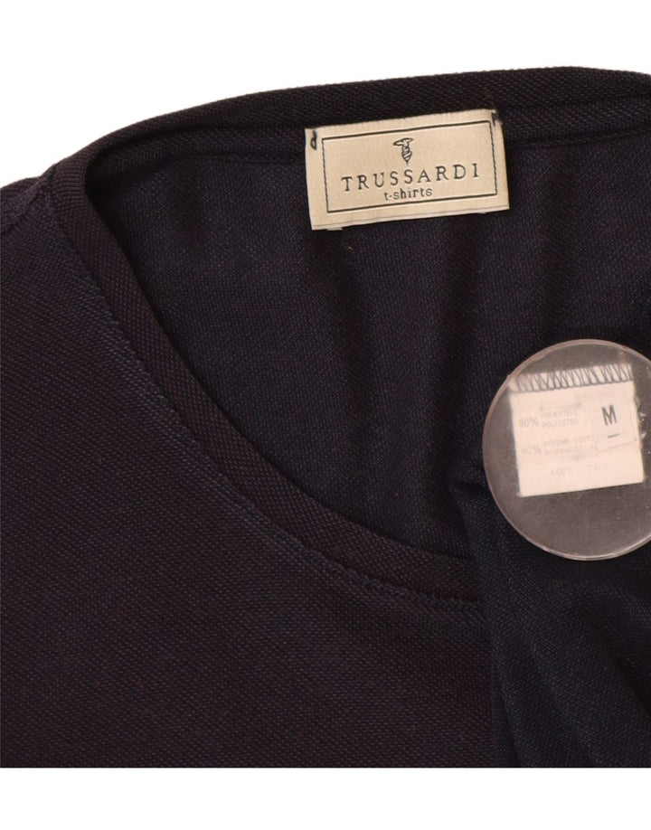 Trussardi Femme T-Shirt Top UK 44 Medium Bleu Marine Polyester
