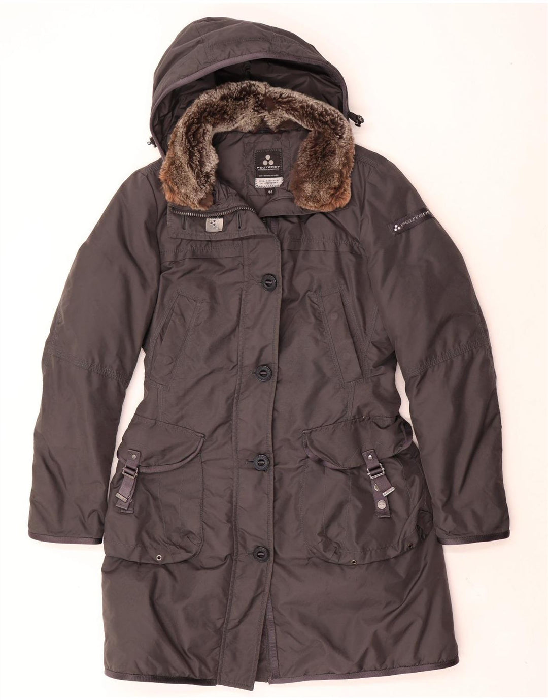 PEUTEREY Parka matelassée à capuche pour femme IT 44 Gris Moyen Polyamide