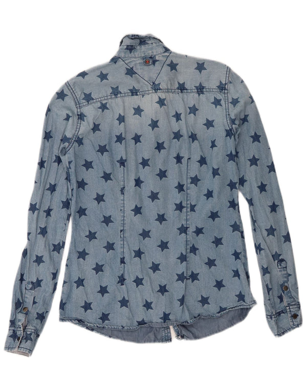 Tommy Hilfiger Chemise en jean à motif abstrait pour femme UK 6 XS Bleu