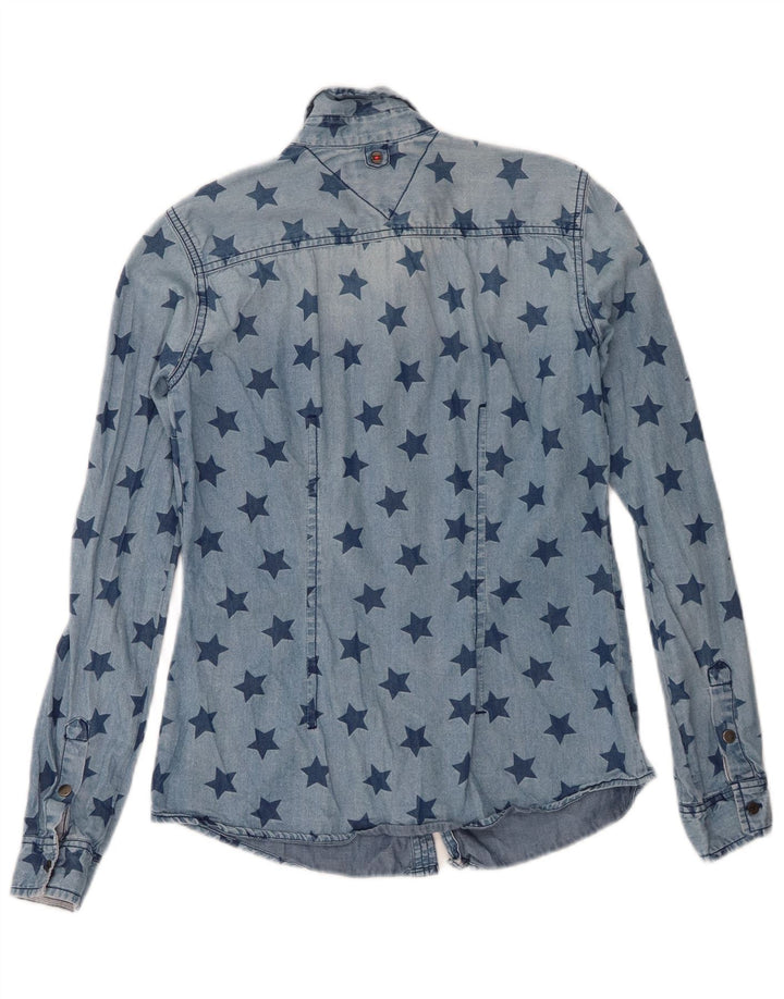 Tommy Hilfiger Chemise en jean à motif abstrait pour femme UK 6 XS Bleu