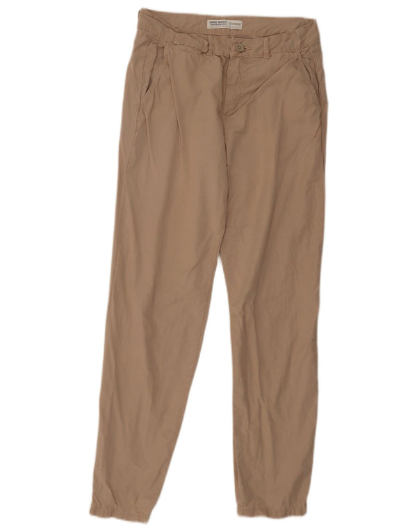 Zara Pantalon Chino Slim Femme EU 34 2XS W24 L28 Beige Tencel