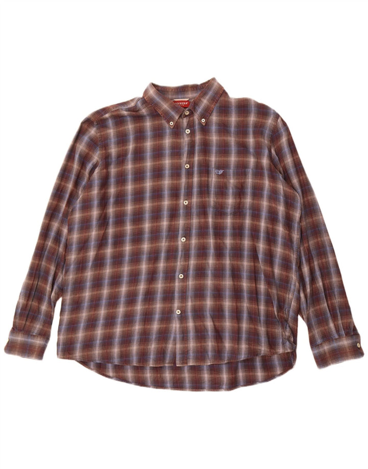 Carrera Chemise en flanelle coupe régulière pour homme 3XL en coton à carreaux marron