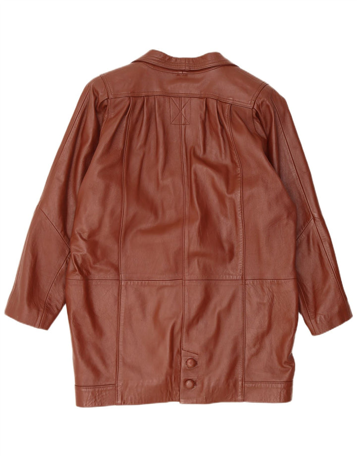 manteau en cuir surdimensionné femme vintage UK 14 Cuir brun moyen