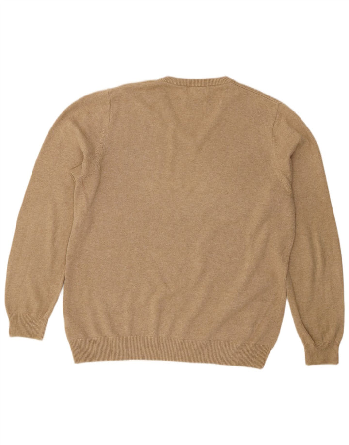 Marks & Spencer Pull col V pour homme en coton beige Large