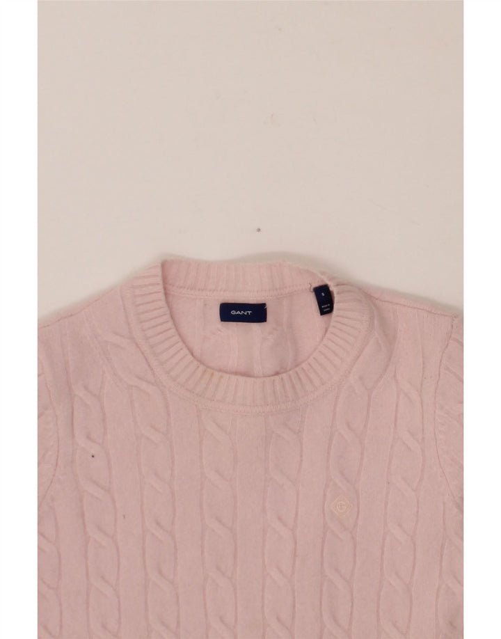 GANT Womens Crew Neck Jumper Sweater UK 10 Small Pink Wool Vintage Gant and Second-Hand Gant from Messina Hembry 