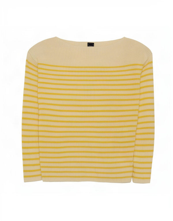 Gap Womens Boat Neck Jumper Sweater UK 6 XS Yellow Striped Nylon