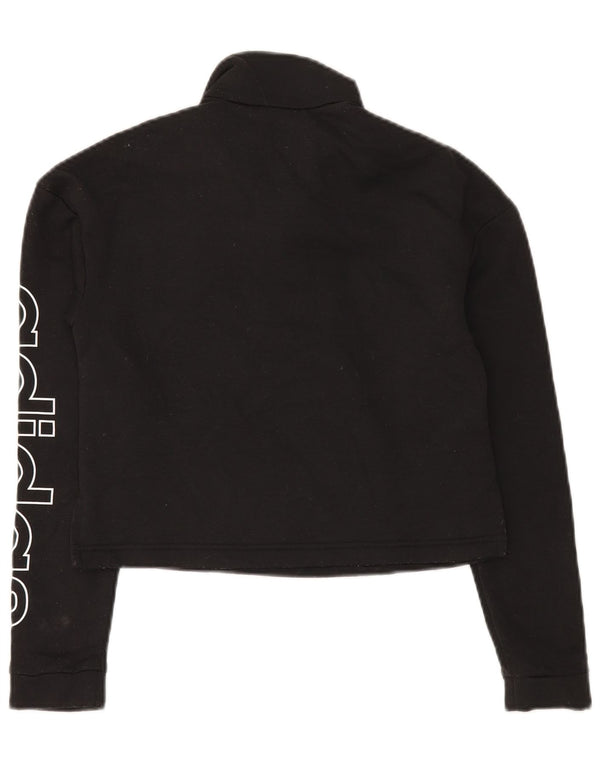 Adidas Femmes Crop Graphic Crop Sweatshirt Jumper UK 4/6 XS Noir Polyester