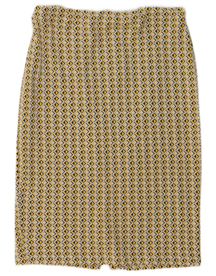 Zara Femme Jupe Crayon Large W30 Jaune Géométrique