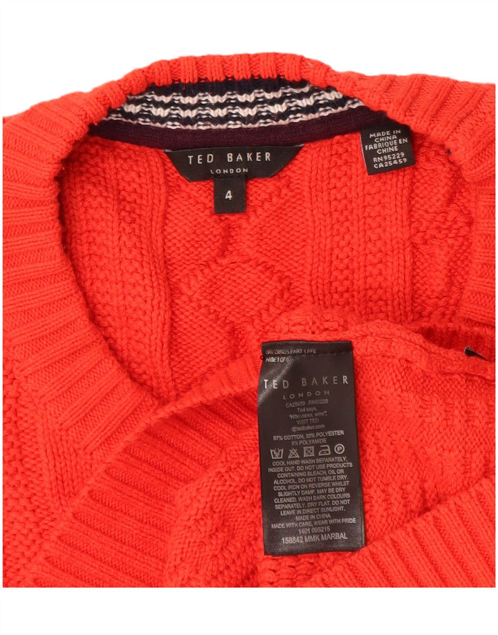 Ted Baker Pull à col rond pour homme Taille 4 Grand coton rouge