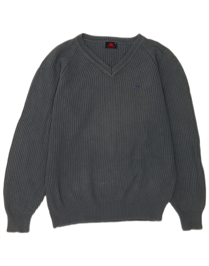 Kappa Pull Col V Homme Gris Moyen Coton