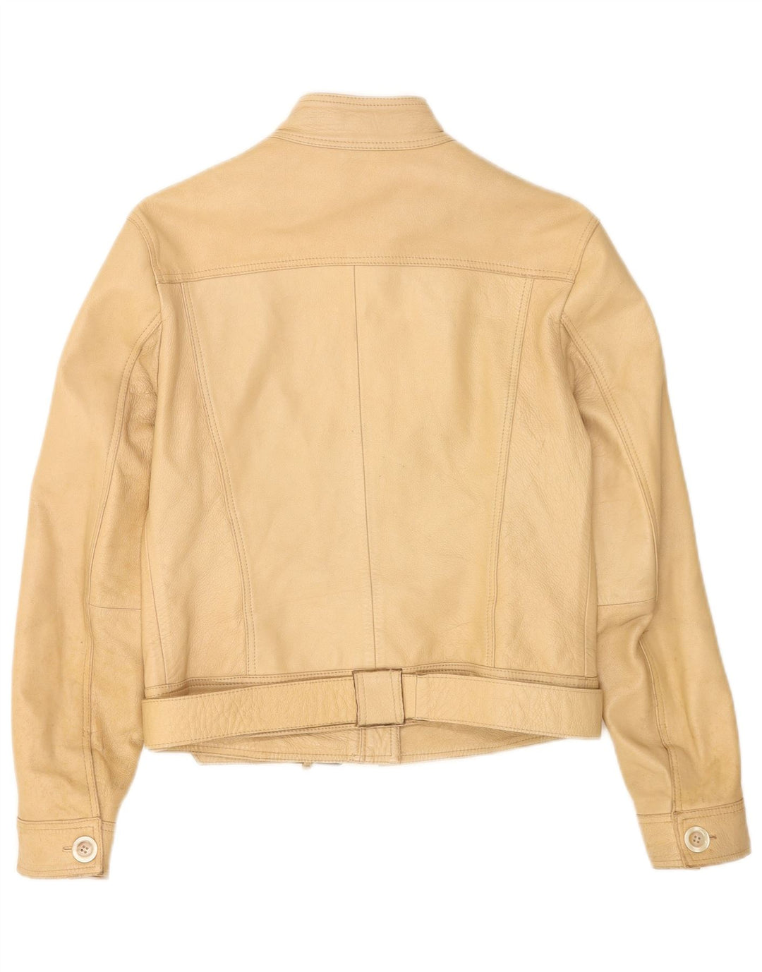 veste en cuir crop femme vintage IT 44 cuir beige moyen