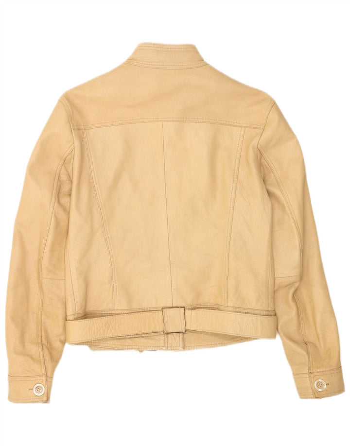 veste en cuir crop femme vintage IT 44 cuir beige moyen