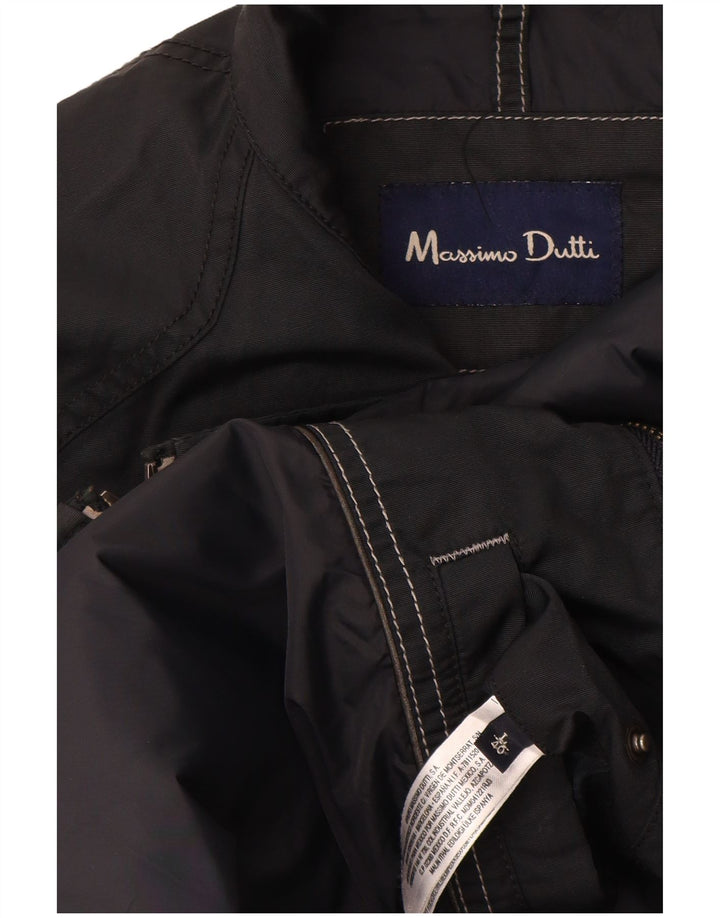 Massimo Dutti Veste Bomber Homme UK 40 Large Noir Polyacrylique