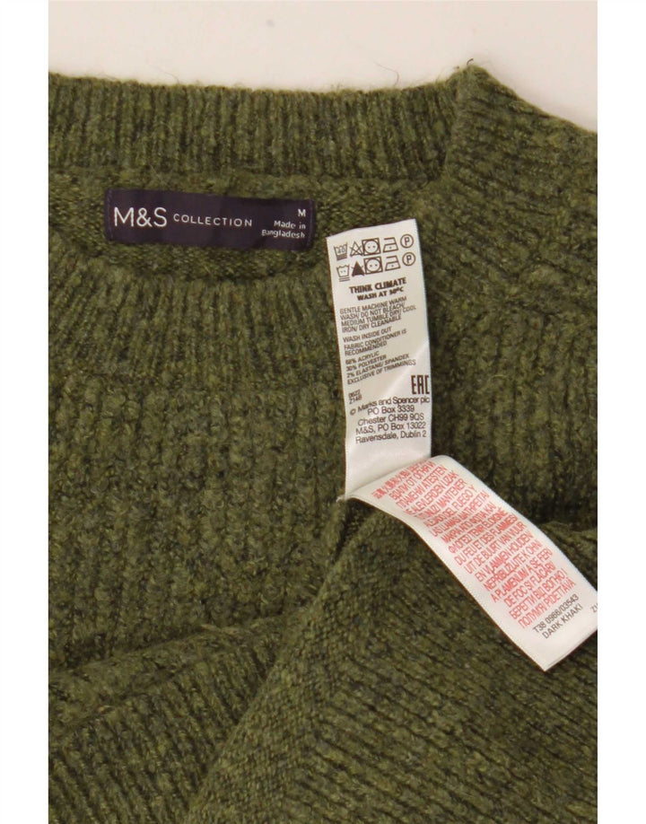 Marks & Spencer Pull à col rond pour femme UK 14 Vert moyen moucheté