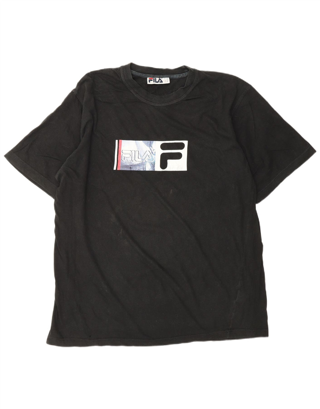 FILA T-Shirt Graphique Homme Top XL Noir Coton