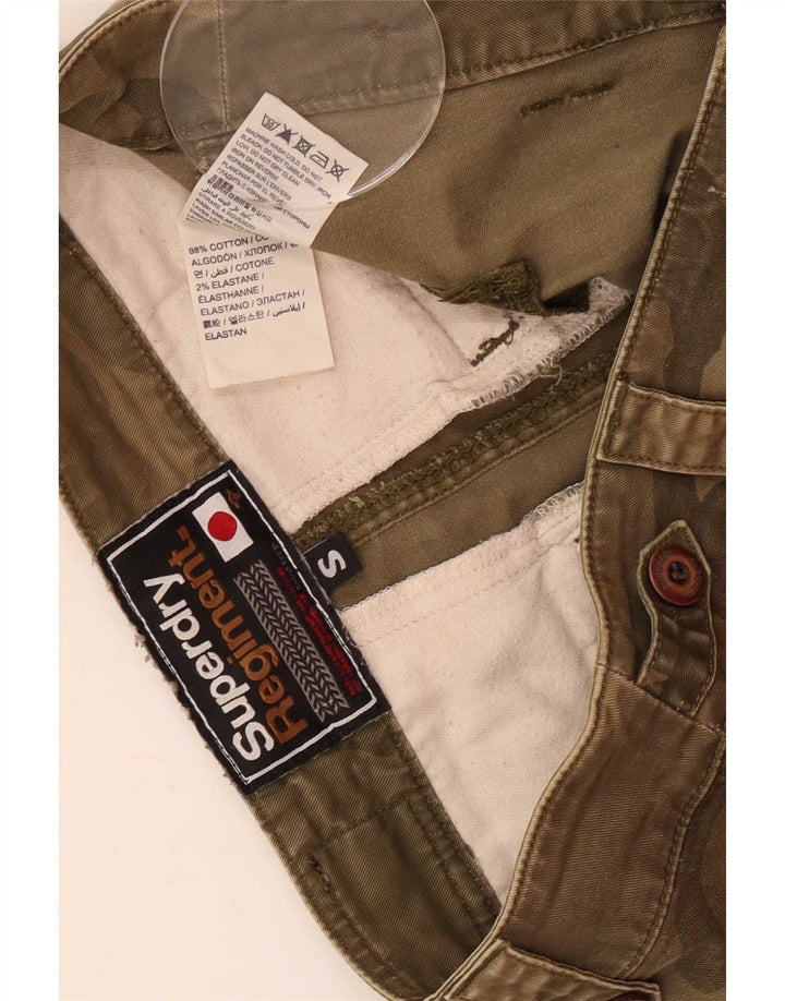 Superdry Short Cargo Femme Petit W30 Vert Camouflage Coton