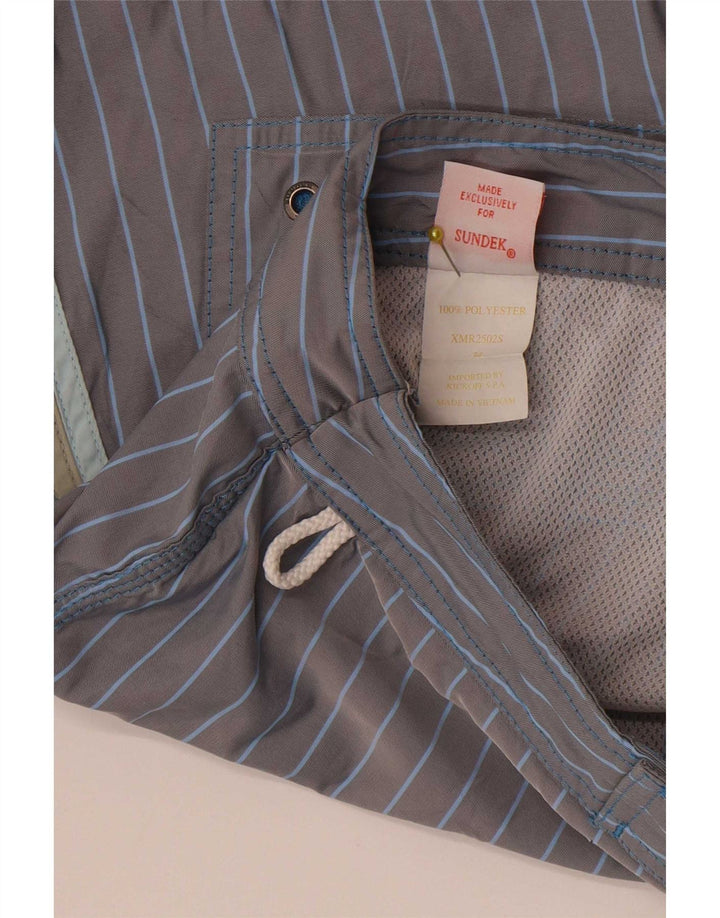 Sundek Short de bain pour homme en polyester à fines rayures gris