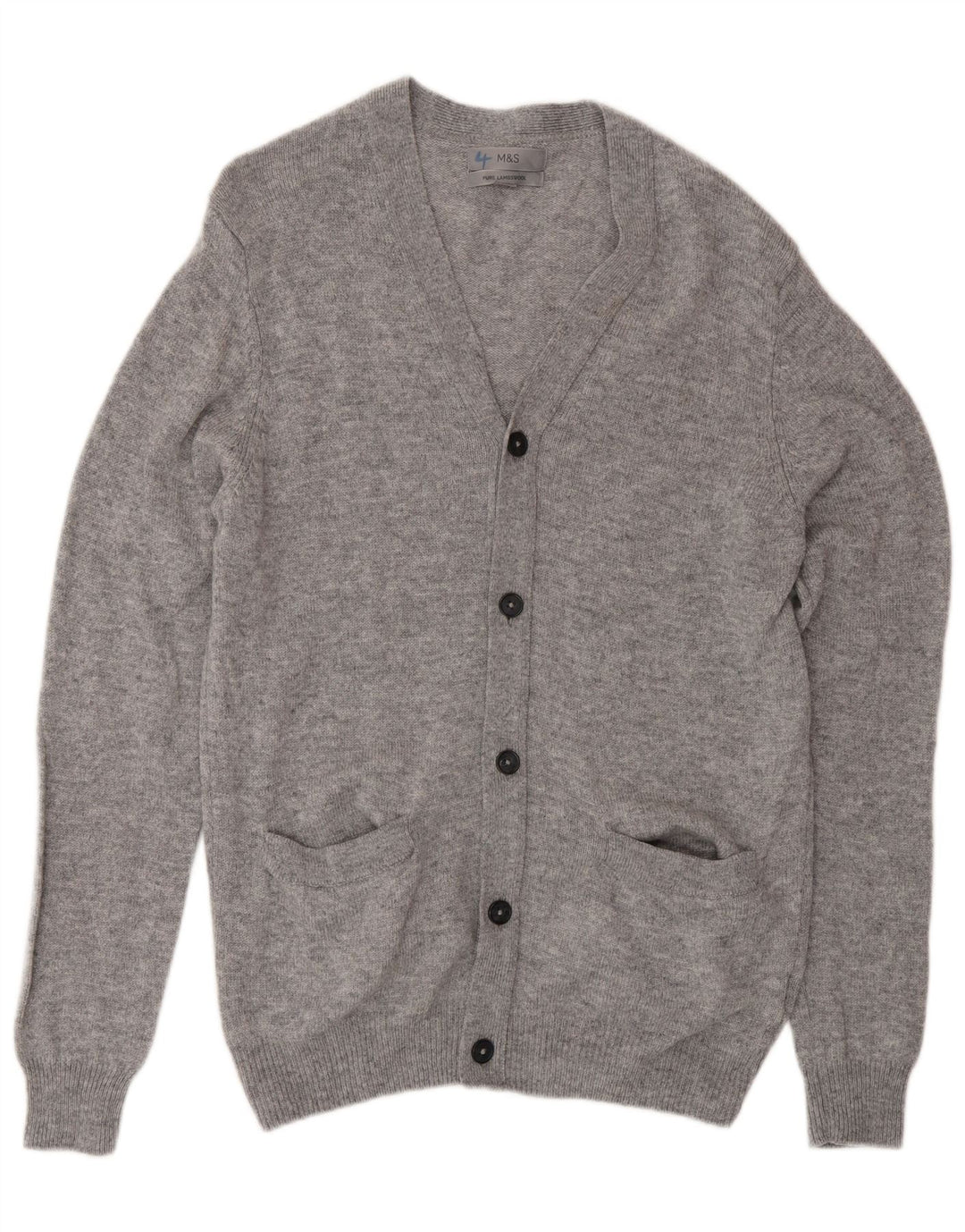 Marks & Spencer Cardigan pour homme en laine d'agneau mouchetée Petit gris