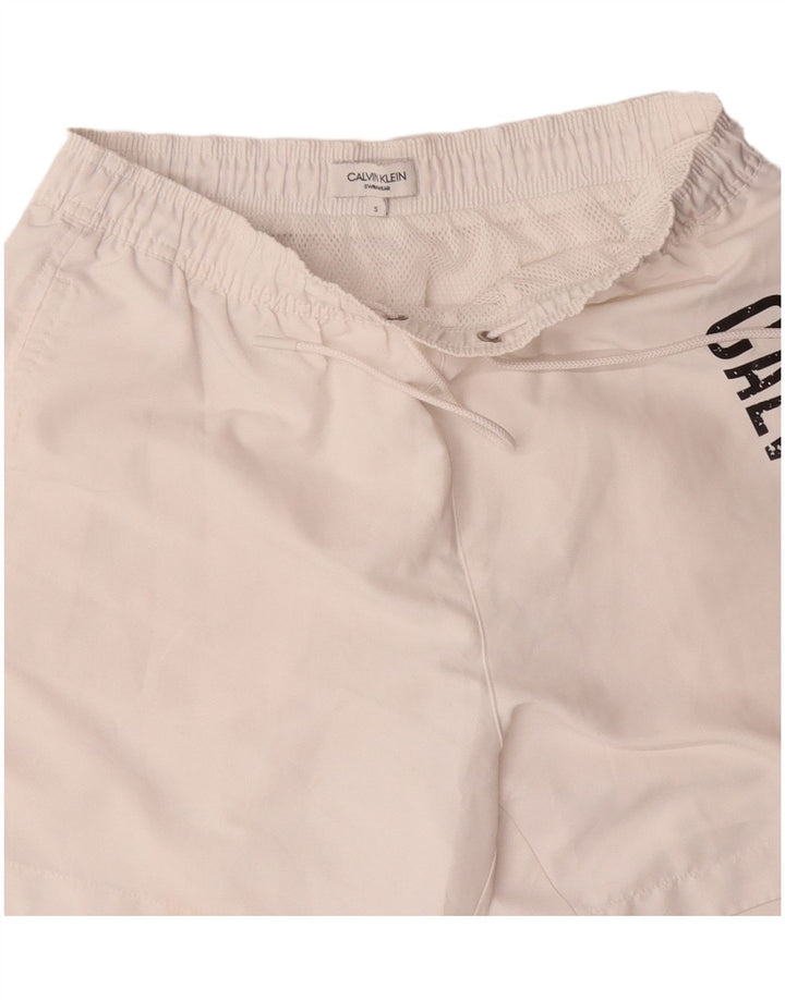 Calvin Klein Short de bain graphique pour homme Petit Blanc Polyester