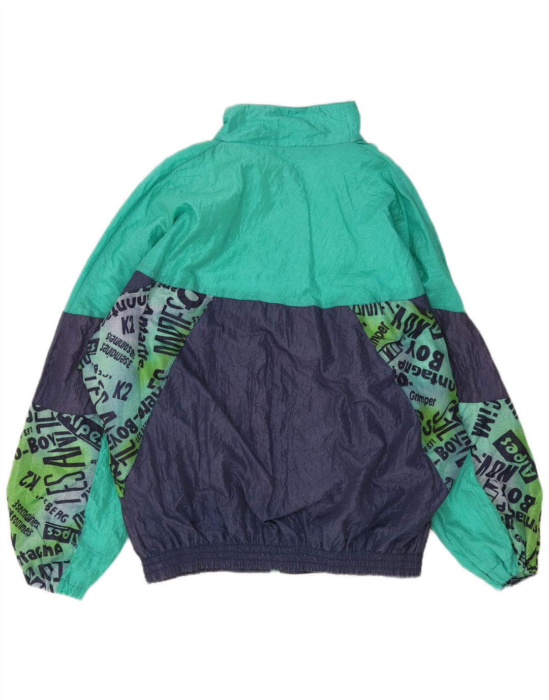 vintage Mens Surdimensionné Survêtement Top Veste XL Bleu Marine Colourblock