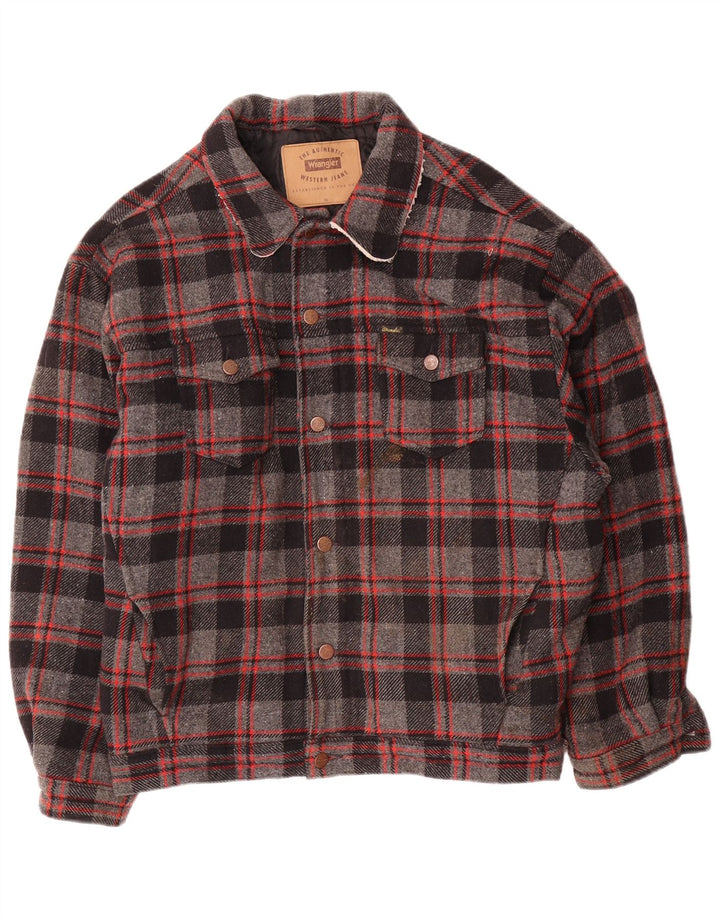 Wrangler Veste Bomber Homme UK 42 XL Laine à Carreaux Gris