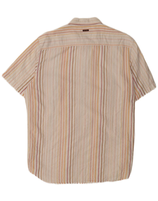 Marlboro Classics Chemise à manches courtes pour hommes 2XL Coton à fines rayures beige