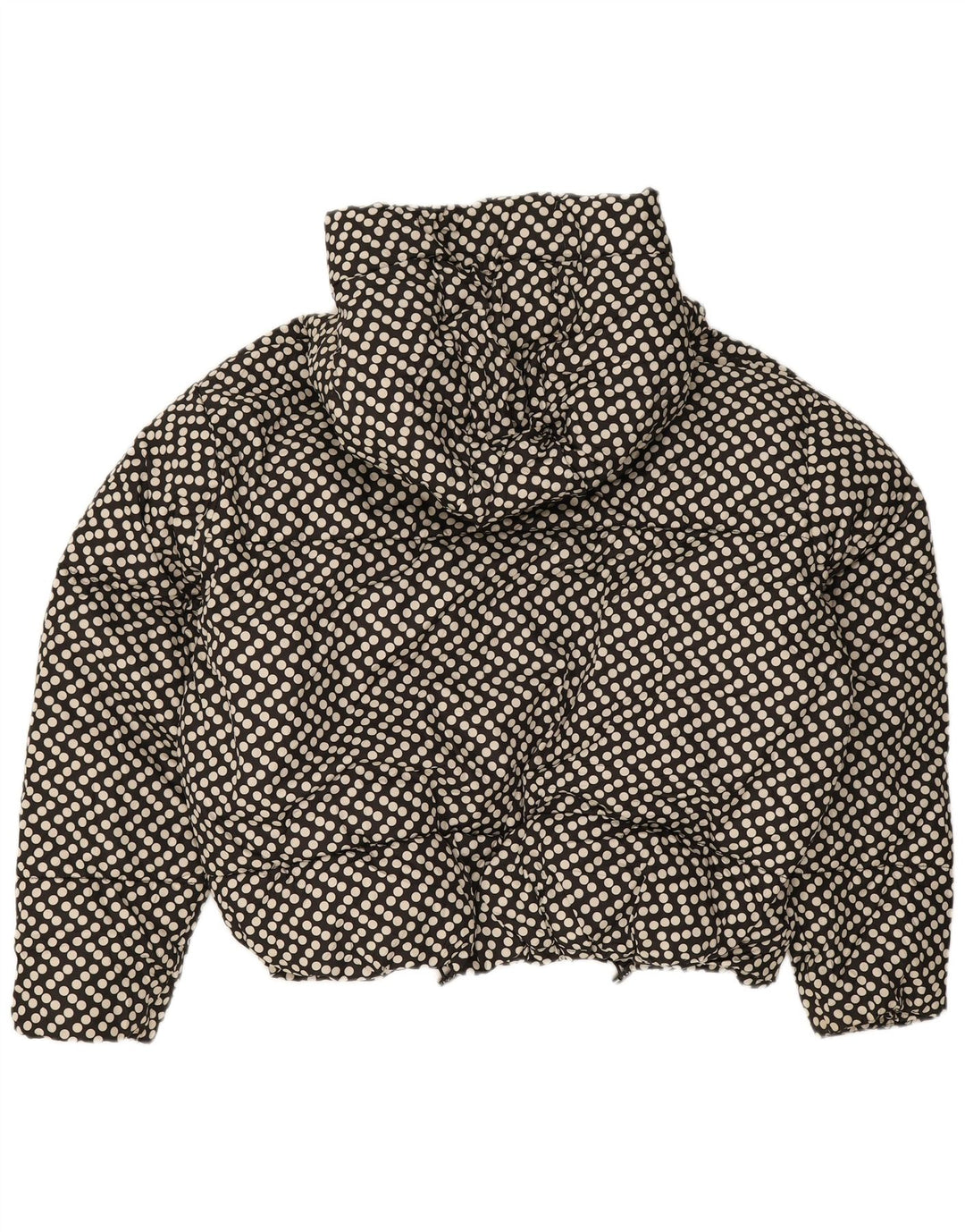 Zara Veste matelassée surdimensionnée à capuche pour femme UK 10 Petit pois noir