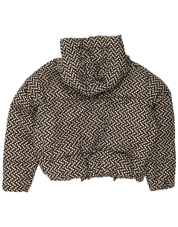 Zara Veste matelassée surdimensionnée à capuche pour femme UK 10 Petit pois noir