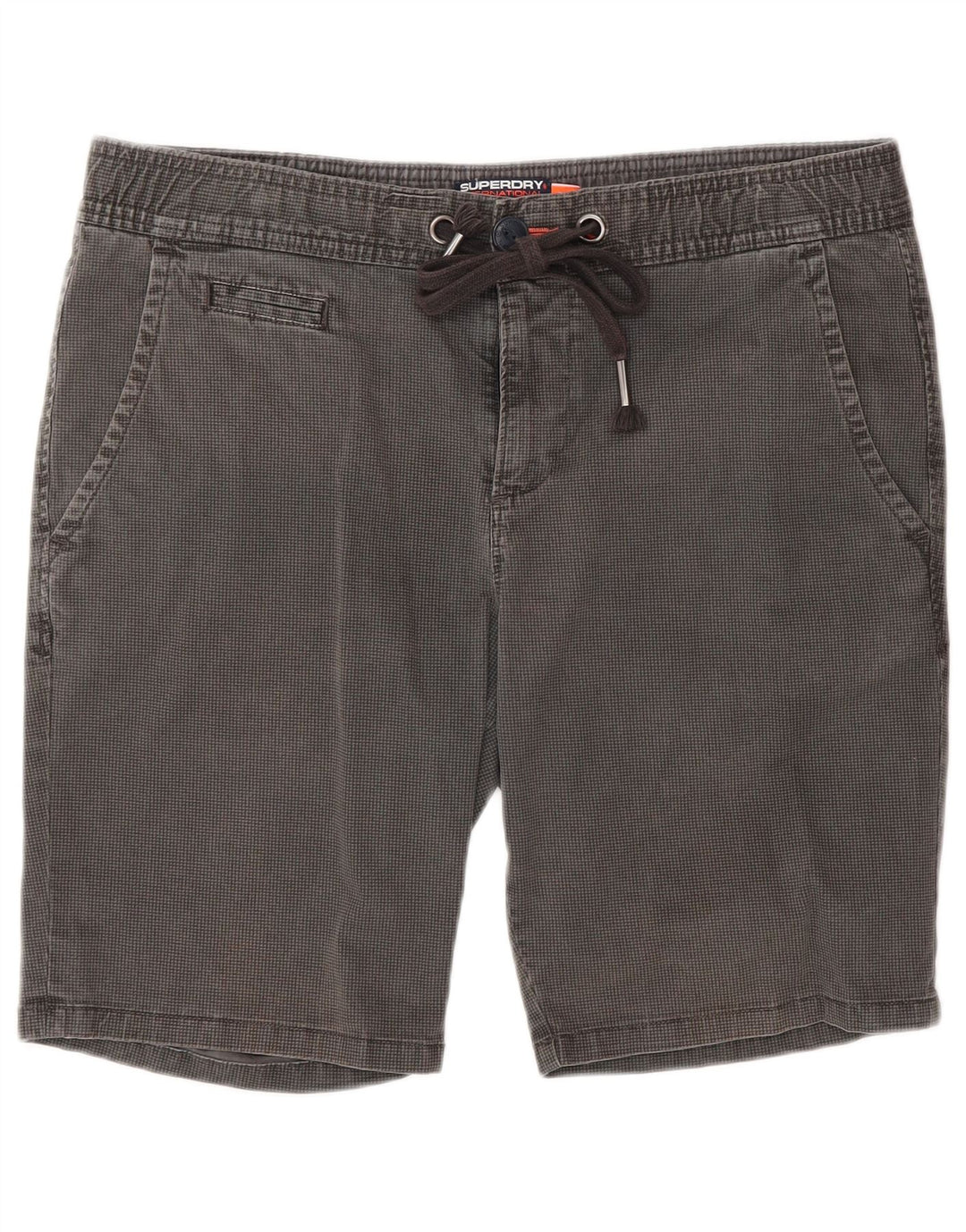 Superdry Short Chino Homme Moyen W32 Gris Pied-de-Poule Coton