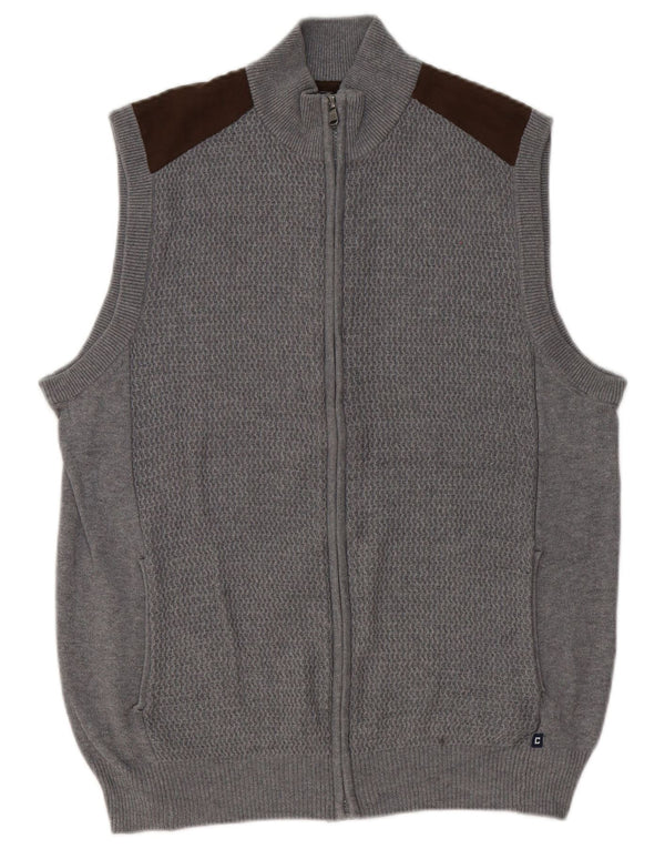 Chaps Cardigan sans manches pour homme en coton color block gris moyen