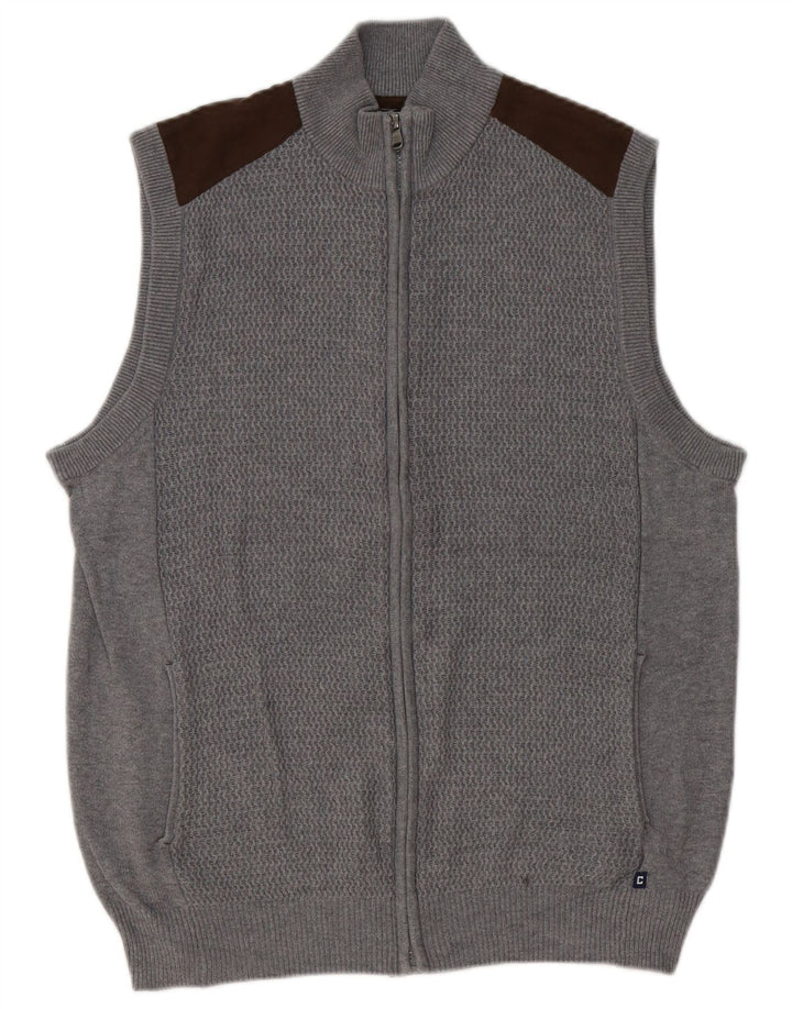 Chaps Cardigan sans manches pour homme en coton color block gris moyen