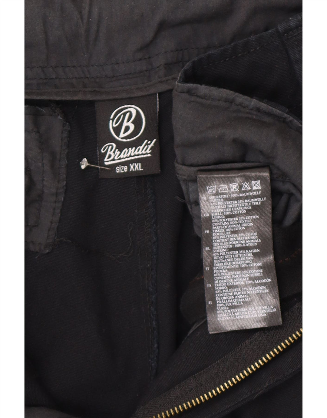 Brandit Short Cargo Homme 2XL W42 Coton Noir